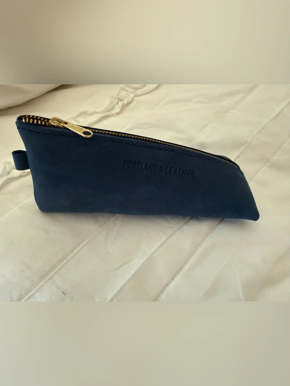 New Portland Leather Deep Water Alpine  Navy Leather Zip Pouch